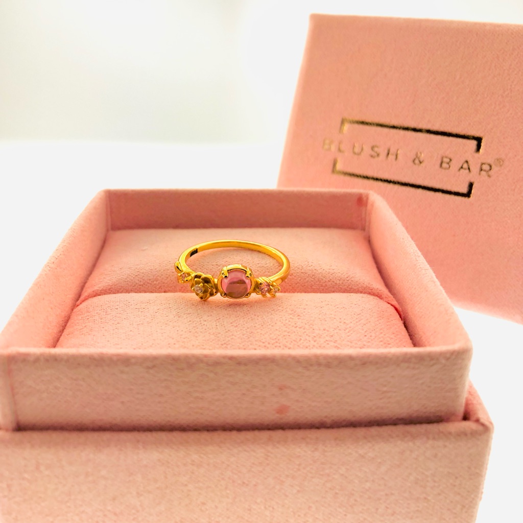 Women’s Blush & Bar Gold Crystal Ring